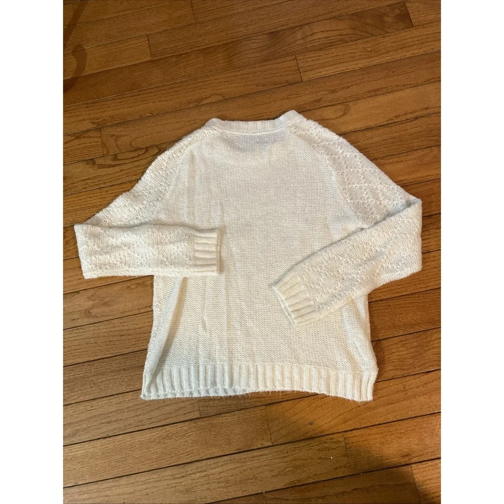 Wooden Ships Pullover Cream Diamond Textured Knit Sweater M/L